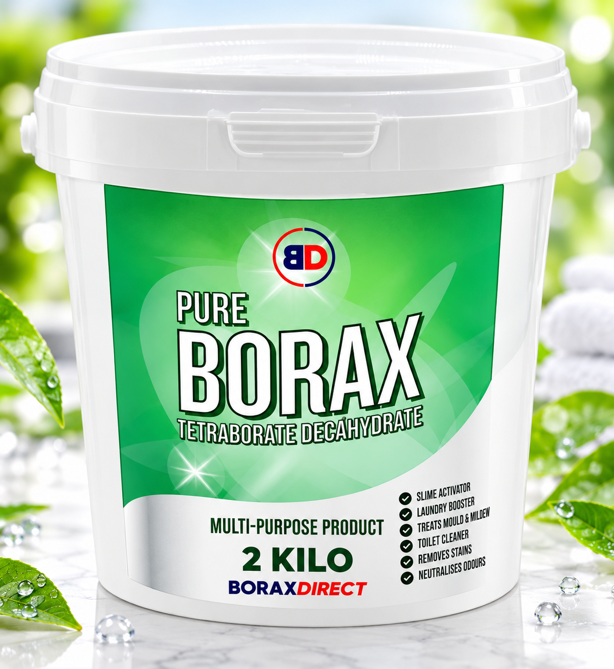 Borax Powder 2Kg / 2000g Multipurpose Household Cleaner Slime Activator 99.99% Pure